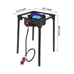 Vivicreate 30000 BTU free standing Outdoor Stove, Side burners,Camping Stove, 0-20 PSIG high pressure stove include CSA listed regulator and gas pipe