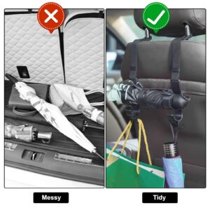 TUTUDOW 4 PACK Adjustable Car Seat Headrest Hook, Universal Car Storage Headrest Hanger Holder Hooks Organizer, Durable Backseat Hanger Interior Accessories for Umbrella, Handbag, Purse, Coat