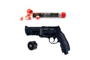 mercury rise torpedo revolver .50 caliber pistol (black) and one extra tr50 pistol cylinder and .50 cal pepper balls (10 count)