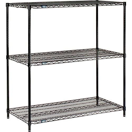 Nexel Black Epoxy, 3 Tier, Wire Shelving Starter Unit, 42" W x 18" D x 34" H