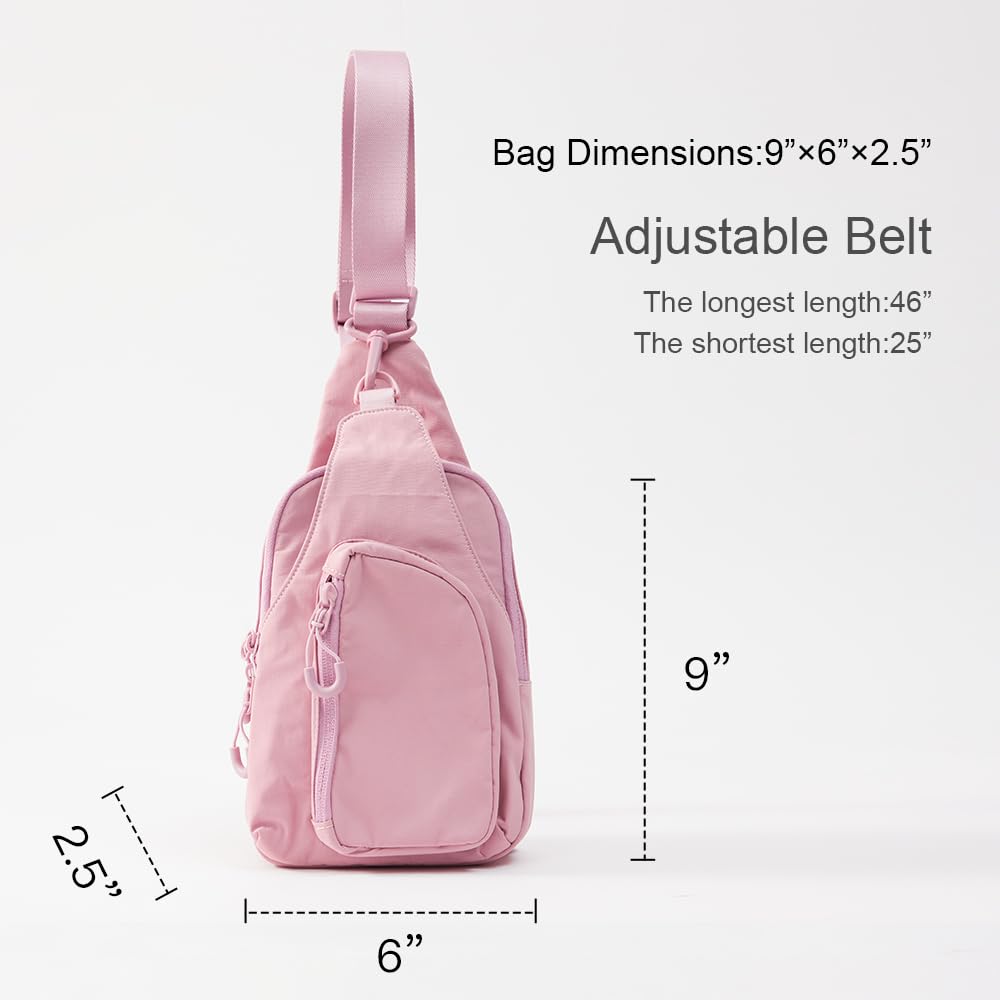 VAKAER Small Sling Bag for Women, Small Crossbody Bags with Adjustable Straps, Lightweight Chest Bag Casual Daypack Backpacks for Travel Hiking (Pink)