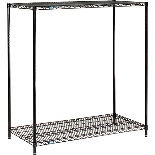 Nexel Black Epoxy, 2 Tier, Wire Shelving Starter Unit, 60" W x 14" D x 34" H