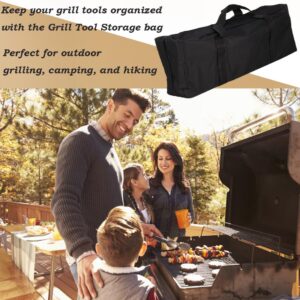 MJFUNTXY BBQ Tool Storage Bag, Grill Utensil Storage Bag Oxford Grilling Bags for Outdoor Grilling Waterproof Foldable Cooking Tools Bag Carry Bag for Camping Car Trip Outdoor Camping