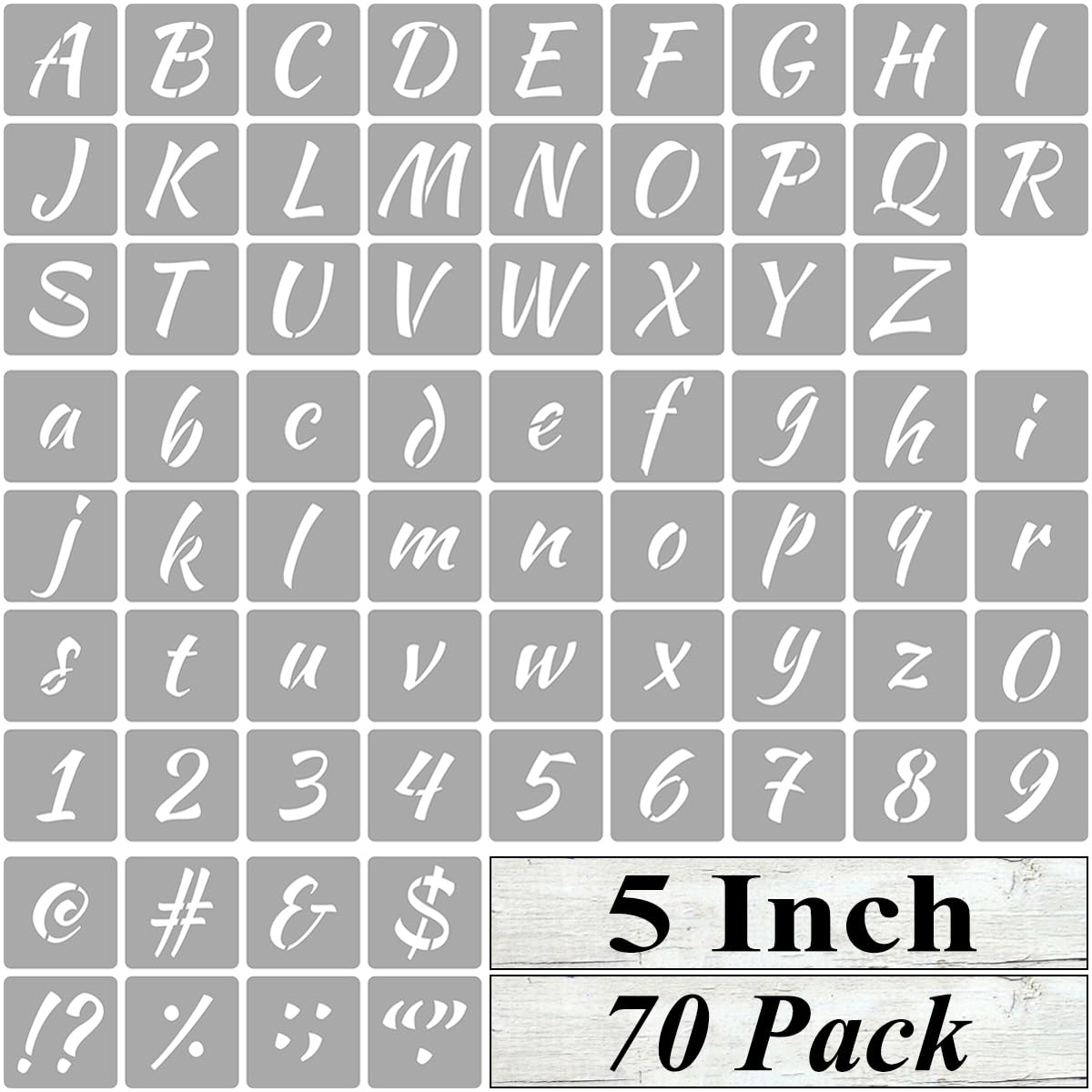 5 Inch Alphabet Letter Stencils for Painting - 70 Pack Letter and Number Stencil Templates with Signs for Painting on Wood, Reusable Numbers and Letters Stencils for Chalkboard Wood Signs & Wall Art