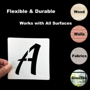 5 Inch Alphabet Letter Stencils for Painting - 70 Pack Letter and Number Stencil Templates with Signs for Painting on Wood, Reusable Numbers and Letters Stencils for Chalkboard Wood Signs & Wall Art