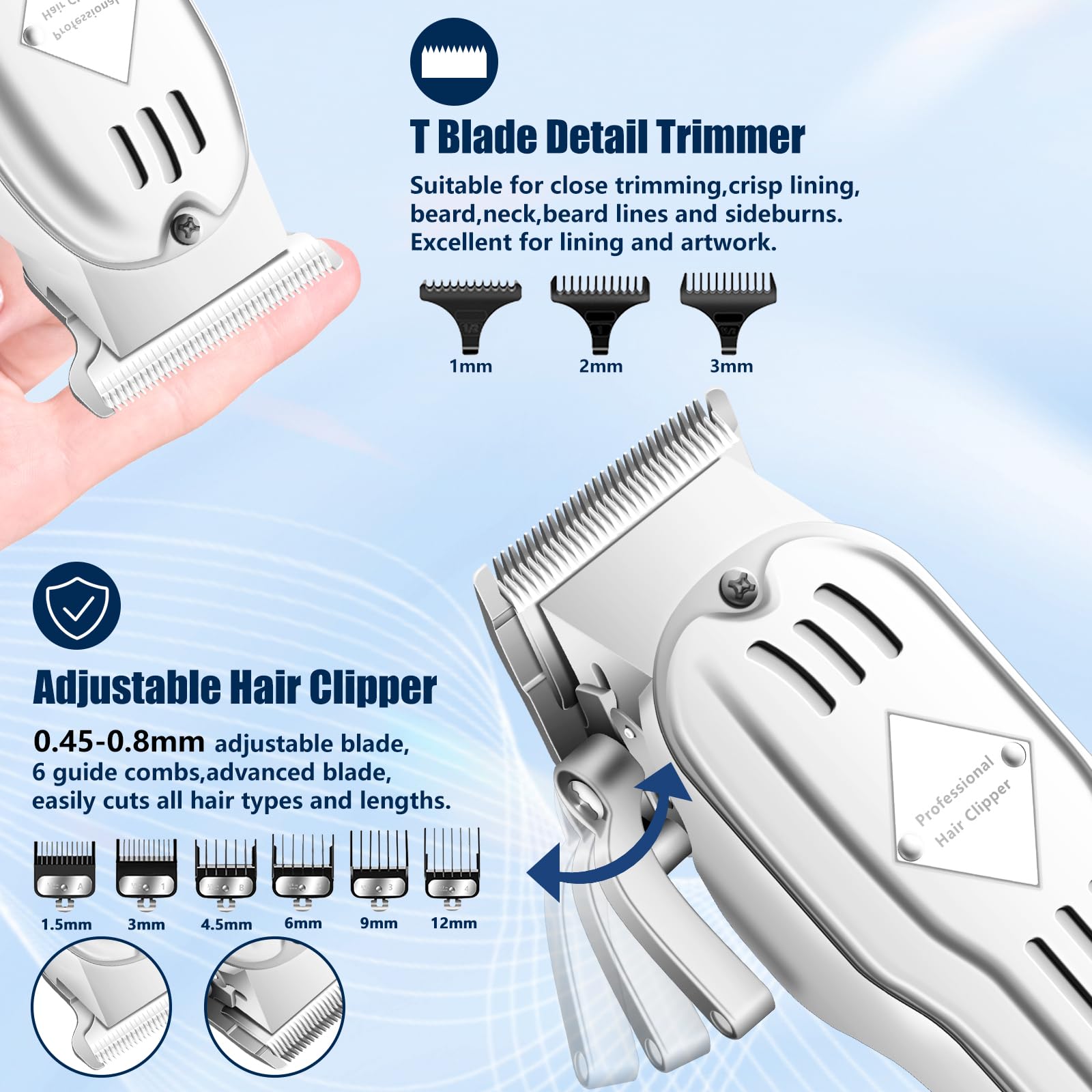 SUNNOW Hair Clippers Professional Cordless for Men, Electric Foil Shavers Razor & Beard Hair Trimmer Kit, Rechargeable Hair Cut Machines Fade Clippers Set, 3 in1 Beard Trimming Kit for Home, Barber