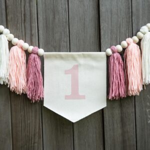 Pink 1st Birthday high chair Banner - First Birthday Decorations For Girl'S 1st Birthday, Blush Pink Cake Smash Garland, Boho 1st Birthday Decor, 1st Birthday Tassel Banner, 1st Birthday Photo Booth