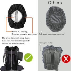 LingTu 20-80L Waterproof Backpack Rain Cover with Storage Pouch and Adjustable Buckle Strap for Traveling Outdoor Hiking Camping (Black, 20-30L Backpack Cover)