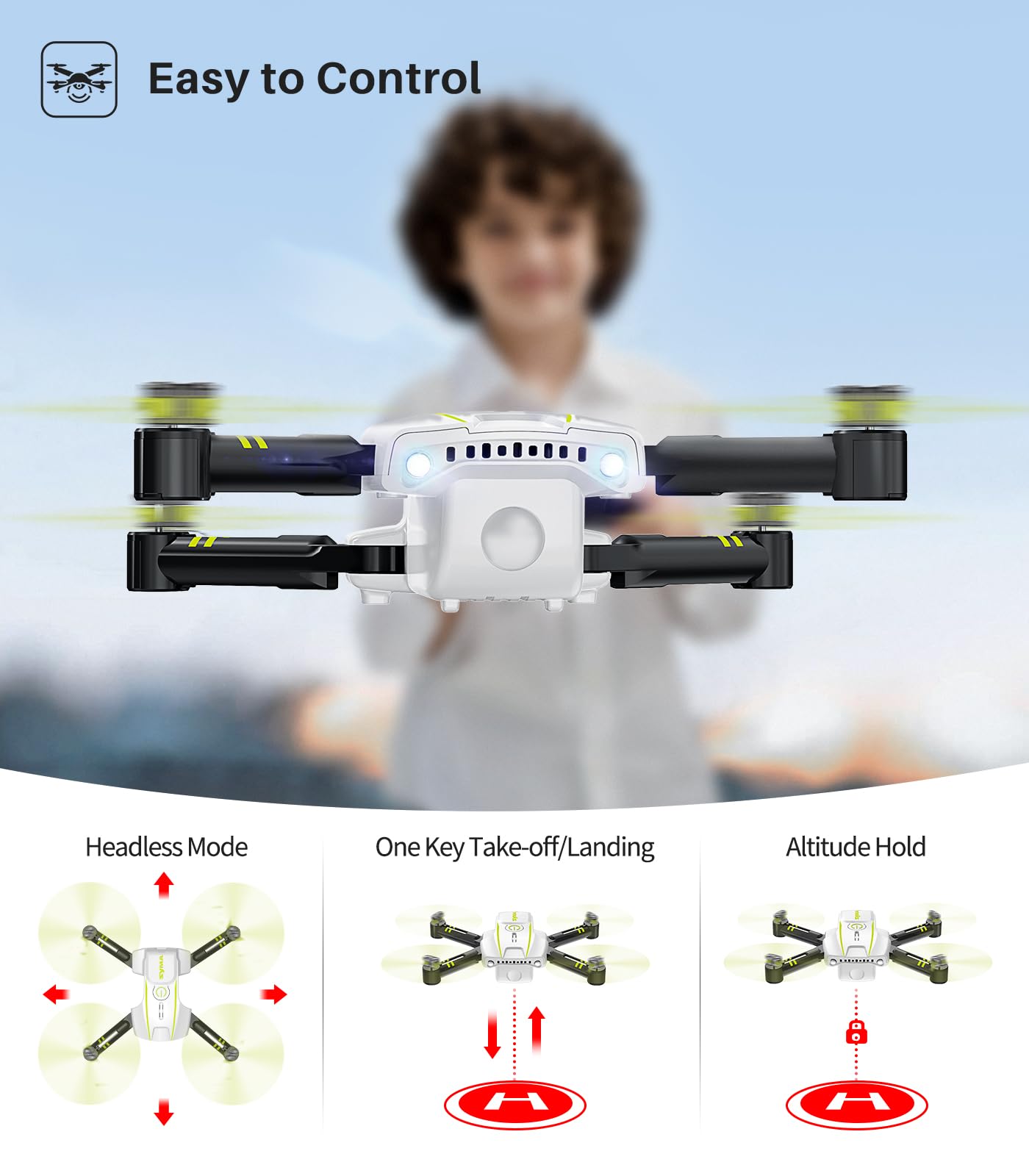 SYMA Foldable Mini Drone for Kids Adults，Portable Pocket Nano Quadcopter with Altitude Hold 3D Flips and Headless Mode Easy to Fly UFO Flying Indoor RC Toys for Beginners