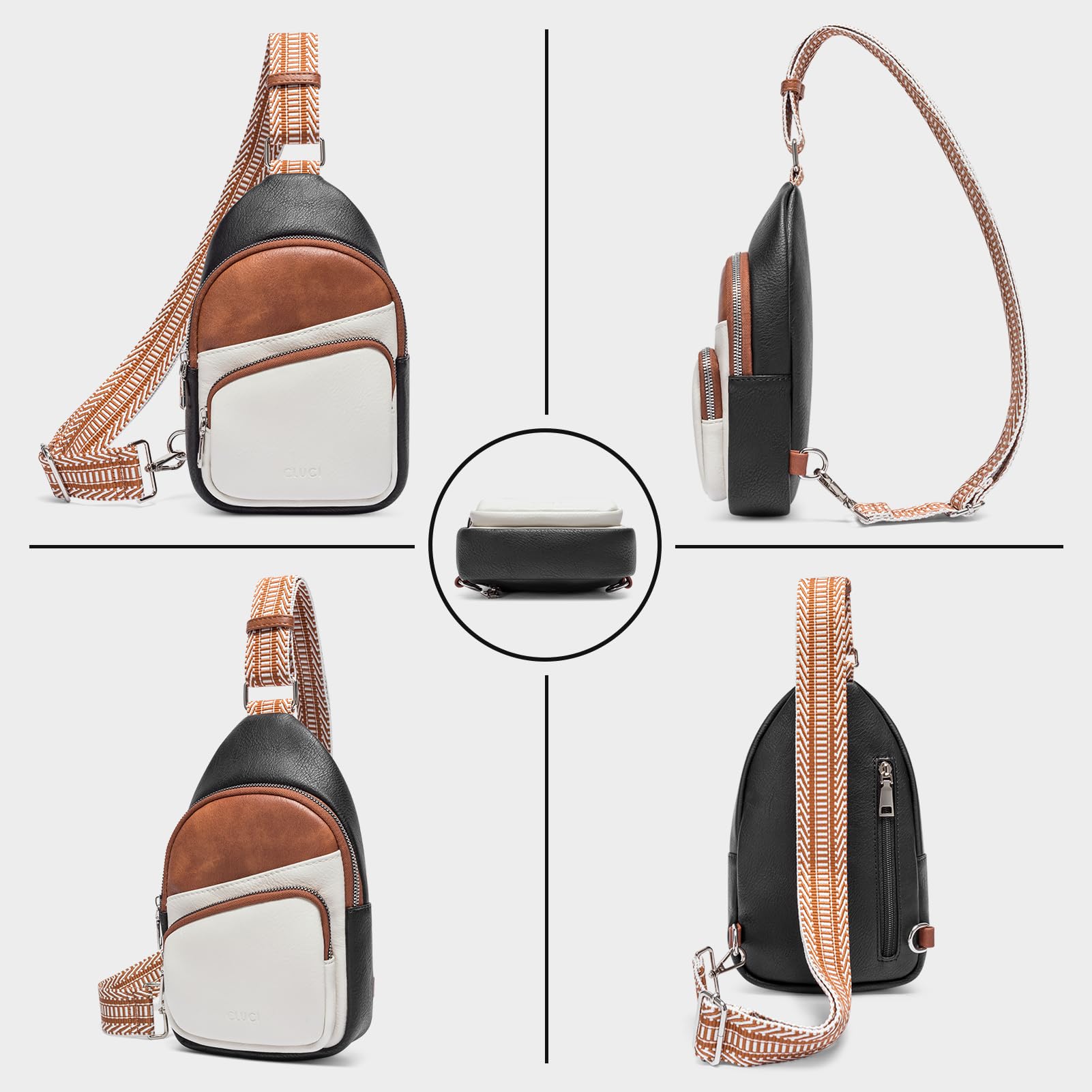 CLUCI Small Sling Bag for Women,Vegan Leather Fanny Pack Crossbody Bags for Women,Chest Bag With Guitar Strap