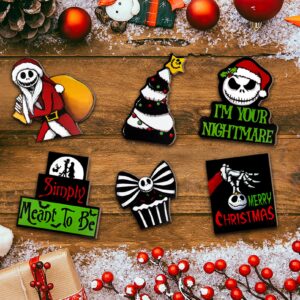 Guoofu Christmas Tiered Tray Decor, Night. mare BE Fore. Xmas Tray Decorations, Jack Skellington Santa Black Christmas Tree Wooden Signs, Rustic Holiday Home Decor for Tabletop Mantel