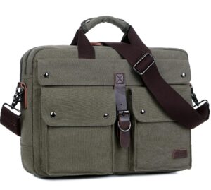 stylish 17 inch canvas laptop bag messenger bag briefcase vintage crossbody shoulder bag military satchel for men bc-07 (army-green)