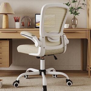 mimoglad home office chair, high back desk chair, ergonomic mesh computer chair with adjustable lumbar support and thickened seat cushion (modern, beige)