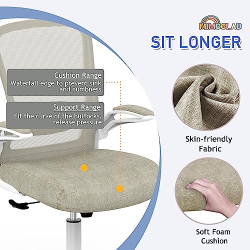 Mimoglad Home Office Chair, High Back Desk Chair, Ergonomic Mesh Computer Chair with Adjustable Lumbar Support and Thickened Seat Cushion (Modern, Beige)