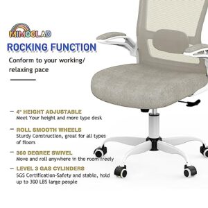 Mimoglad Home Office Chair, High Back Desk Chair, Ergonomic Mesh Computer Chair with Adjustable Lumbar Support and Thickened Seat Cushion (Modern, Beige)