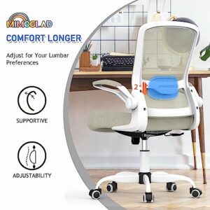 Mimoglad Home Office Chair, High Back Desk Chair, Ergonomic Mesh Computer Chair with Adjustable Lumbar Support and Thickened Seat Cushion (Modern, Beige)