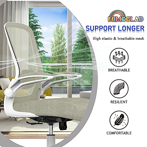 Mimoglad Home Office Chair, High Back Desk Chair, Ergonomic Mesh Computer Chair with Adjustable Lumbar Support and Thickened Seat Cushion (Modern, Beige)