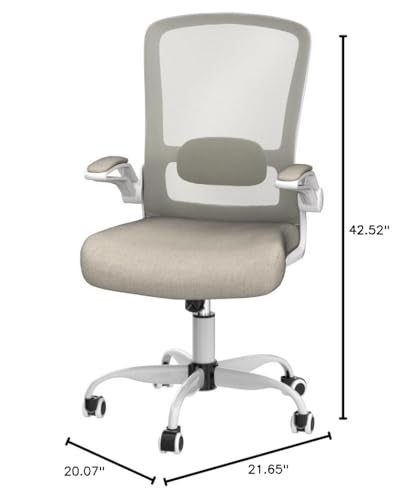 Mimoglad Home Office Chair, High Back Desk Chair, Ergonomic Mesh Computer Chair with Adjustable Lumbar Support and Thickened Seat Cushion (Modern, Beige)