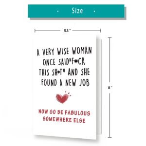 Ziwenhu Greeting Card, Funny Coworker Leaving, Congratulations Farewell Gifts for Women, Premium Quality, Blank Inside, 8 x 5.3 inches, Red Envelope