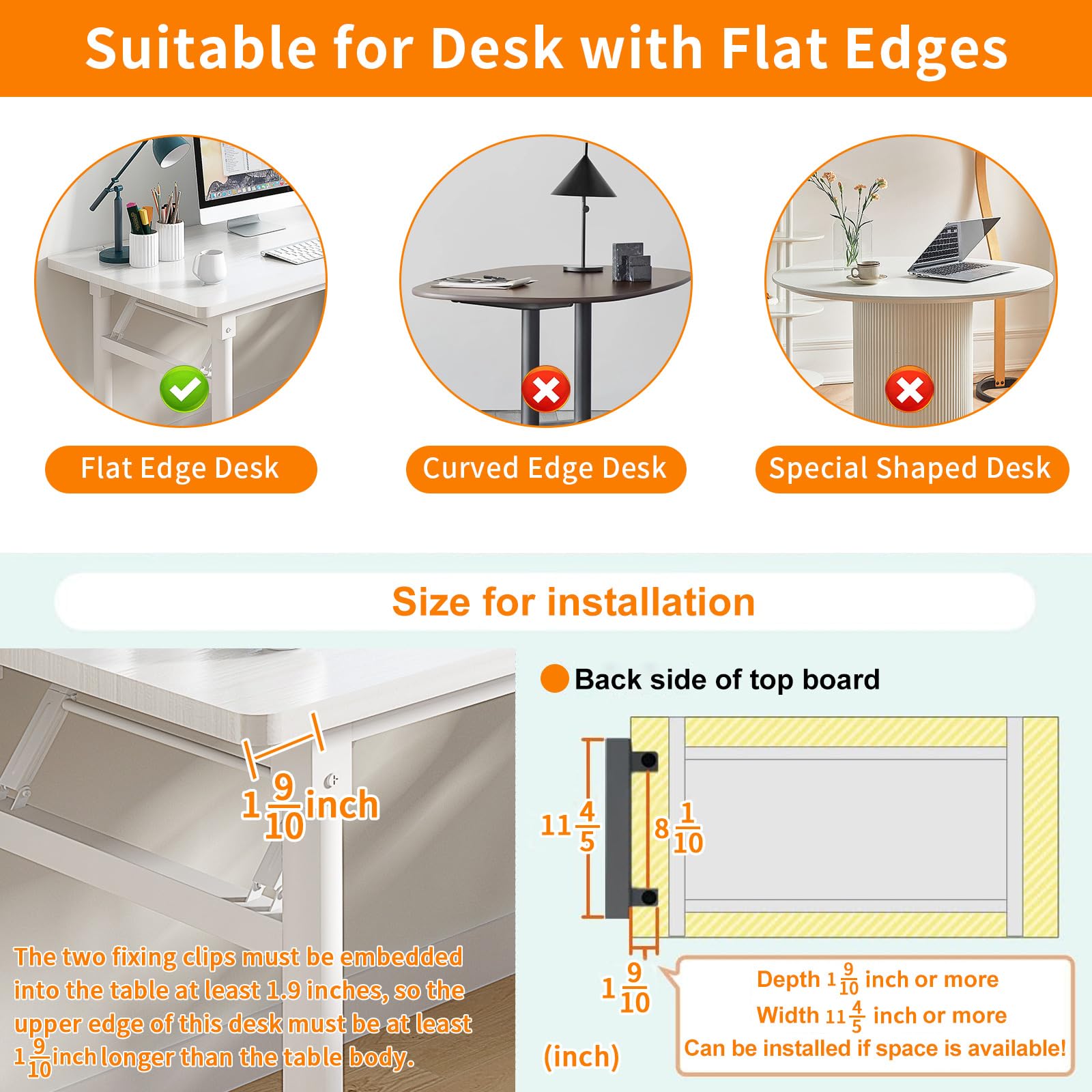 LUKETURE Desk Side Storage, Under Desk Storage, Steel Desk Hanging Organizer, Laptop Holder, with Pen Holder, No Drill Side Desk Organizer, Desk Storage Holder for Office and Home (White 1 Tier)