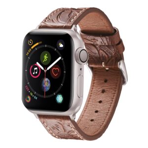 Leather Watch Bands Compatible with Apple Watch 38/40/41mm 42/44/45/49mm Women Genuine Leather Classic Vintage Replacement Strap for Men iWatch Series Ultra/8/7/SE/6/5/4/3/2/1 (42/44/45mm,