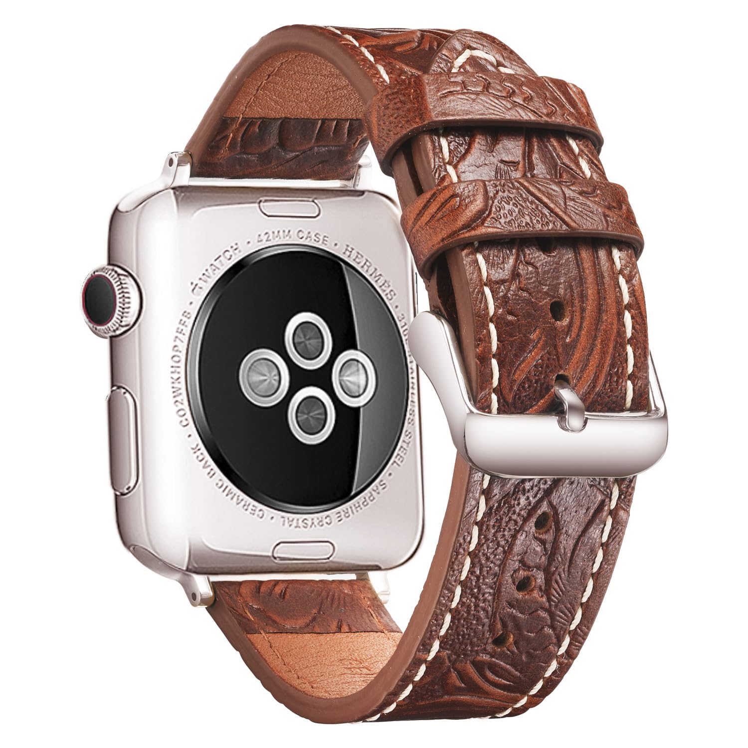 Leather Watch Bands Compatible with Apple Watch 38/40/41mm 42/44/45/49mm Women Genuine Leather Classic Vintage Replacement Strap for Men iWatch Series Ultra/8/7/SE/6/5/4/3/2/1 (42/44/45mm,