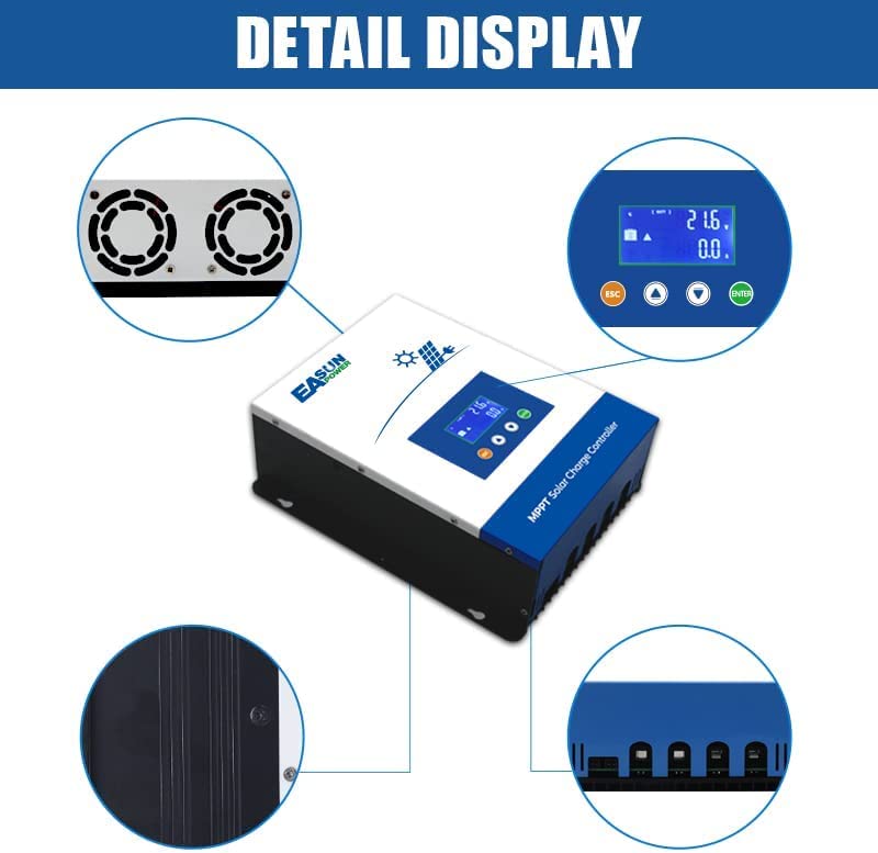 POWLAND 80A MPPT Solar Charge Controller,12V/24V/36V/48V Auto,Max Input 150V LCD Display Regulator Intelligent Charge Controller for Sealed Gel AGM Flooded Lithium Battery