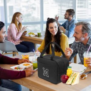 Lunch Bag Women, Insulated Lunch Box for Men, Monogrammed Lunch Tote Bag, Portable Reusable Lunch Cooler Bags, Personalized Lunch Tote Sack, Initial Letter Cute Small Lunchbox (Black, M)