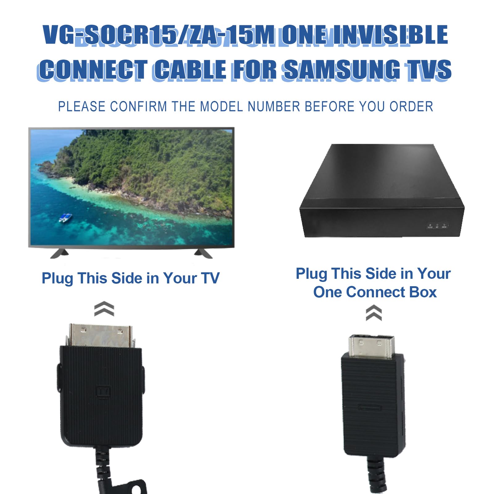 VG-SOCR15/ZA-15m One Invisible Connect Cable for Samsung QLED 4K & The Frame TVs Model:QN75Q90RAFXZA,QN65Q90RAFXZA,QN65LS03RAFXZA,QN55LS03RAFXZA,QN49LS03RAFXZA,QN43LS03RAFXZA