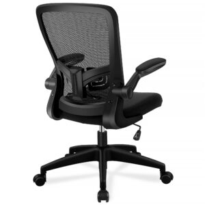 felixking office chair, home desk chair with lumbar support adjustable height and swivel gaming computer chair with flip up armrests for meeting room (black)