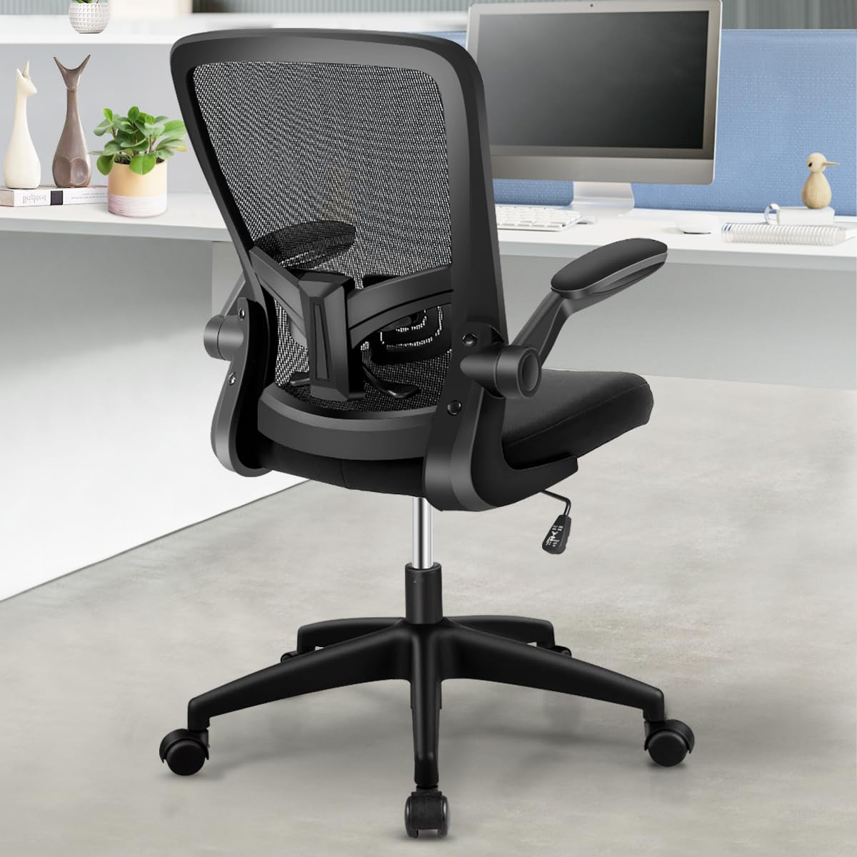 FelixKing Office Chair, Home Desk Chair with Lumbar Support Adjustable Height and Swivel Gaming Computer Chair with Flip up Armrests for Meeting Room (Black)