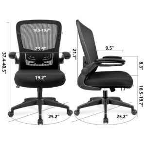 FelixKing Office Chair, Home Desk Chair with Lumbar Support Adjustable Height and Swivel Gaming Computer Chair with Flip up Armrests for Meeting Room (Black)