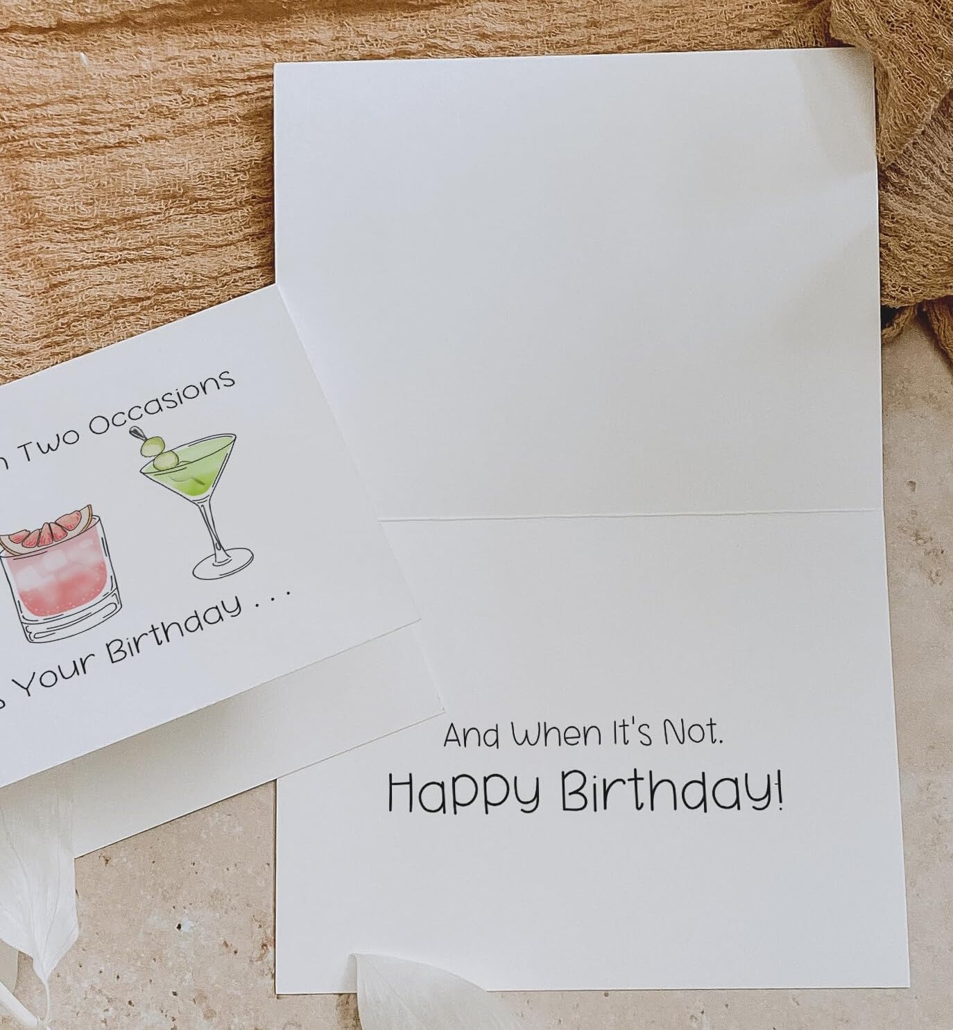 Funny Birthday Card For Drinkers. Happy Birthday Cocktails Card. Alcohol Joke Birthday Card. Hilarious Birthday Card For Best Friend. I Only Drink On Two Occasions Card