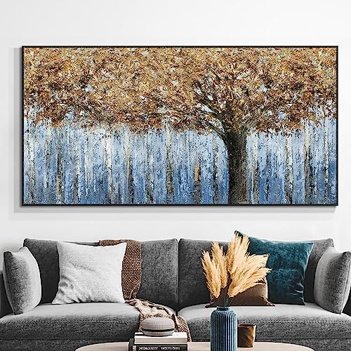 Abstract Large Size Trees Oil Painting Hand Painted Canvas Painting Modern Decorative Wall Art,27inx54in,No Frame