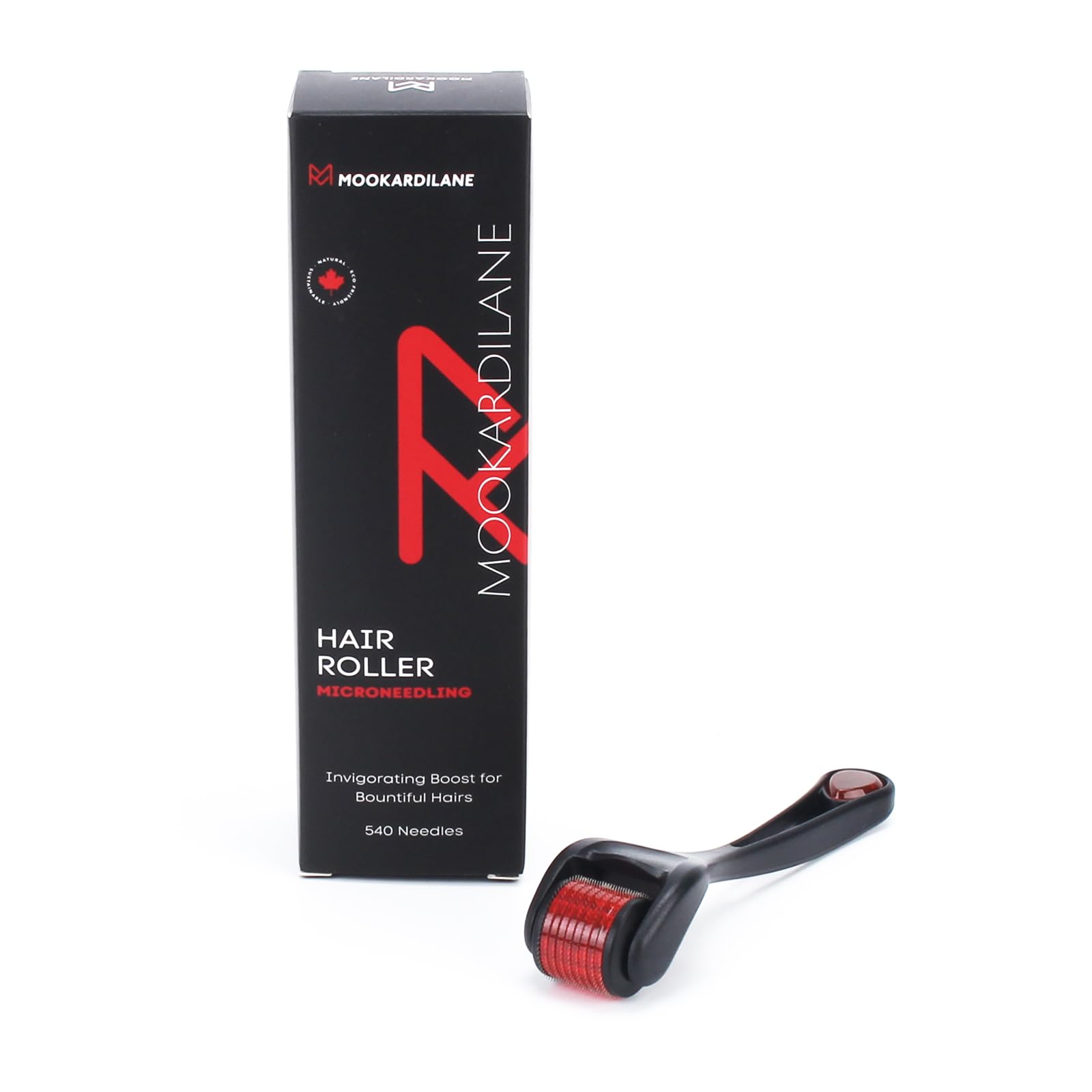 Scalp Hair Roller Black w/Red 540 Stainless Steel Beauty Roller by MOOKARDILANE Face Home Use