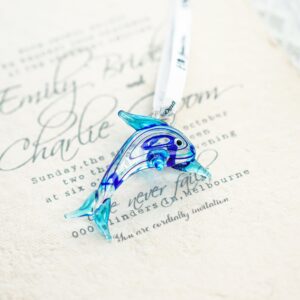 2'' Decorative Hanging Glass Dolphin Ornament,Glass Blown Mini Blue Dolphin Figurine Art Glass Christmas Ornament