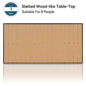 Haquatisol Outdoor Dining Table for 8 Person, Patio 75“ Rectangular Aluminum Metal Long Table with Woodlike Tabletop for Garden, Lawn, Yard