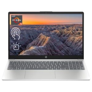 HP 2023 Newest Laptop, 15.6" HD Touchscreen, AMD Ryzen 5 7530U (Beats i7-1165G7), 32GB RAM, 1TB PCIe SSD, Webcam, Backlit KB, HDMI, Type-C, Wi-Fi 6, Windows 11 Home, Silver, KKE Accessories