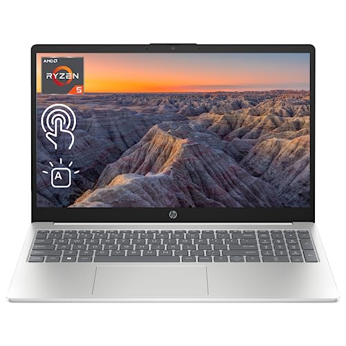 HP 2023 Newest Laptop, 15.6" HD Touchscreen, AMD Ryzen 5 7530U (Beats i7-1165G7), 32GB RAM, 1TB PCIe SSD, Webcam, Backlit KB, HDMI, Type-C, Wi-Fi 6, Windows 11 Home, Silver, KKE Accessories