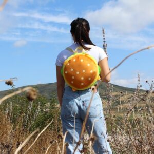 Burger Bag - Spacious Soft Plush Backpack with Adjustable Straps, for Travel and more (12x12 inch)