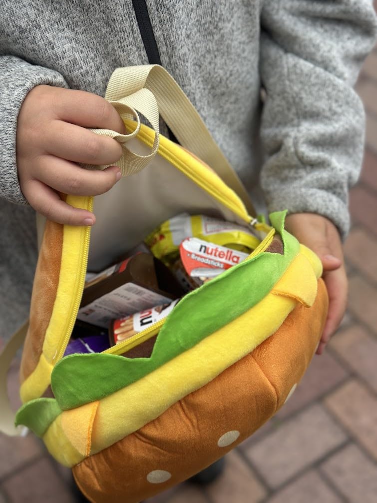 Burger Bag - Spacious Soft Plush Backpack with Adjustable Straps, for Travel and more (12x12 inch)