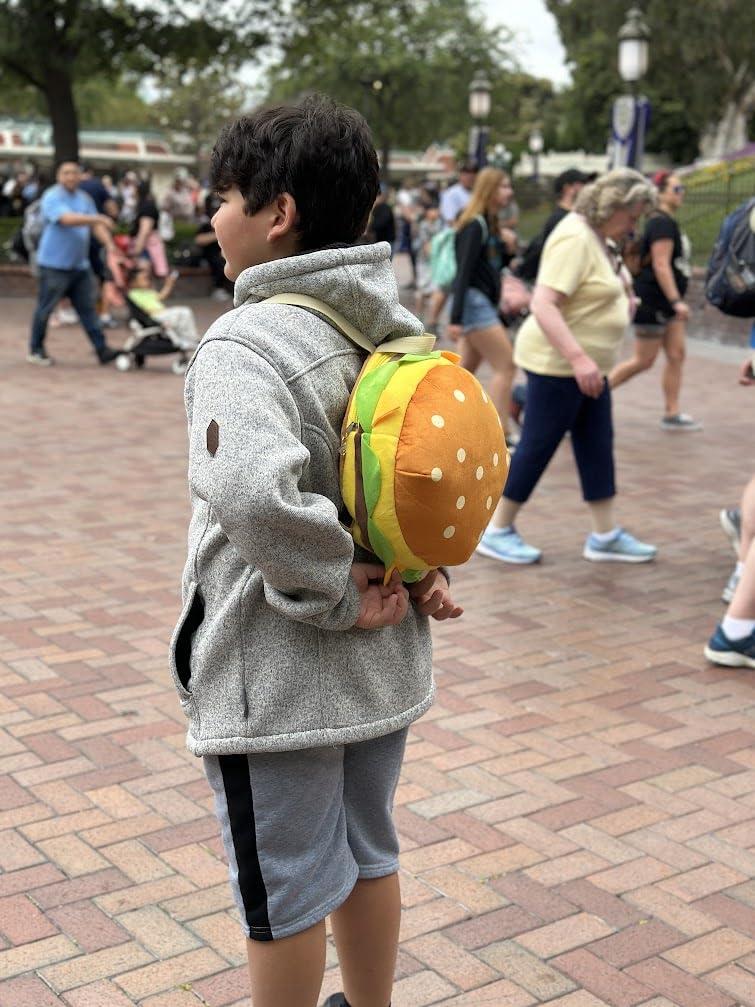 Burger Bag - Spacious Soft Plush Backpack with Adjustable Straps, for Travel and more (12x12 inch)