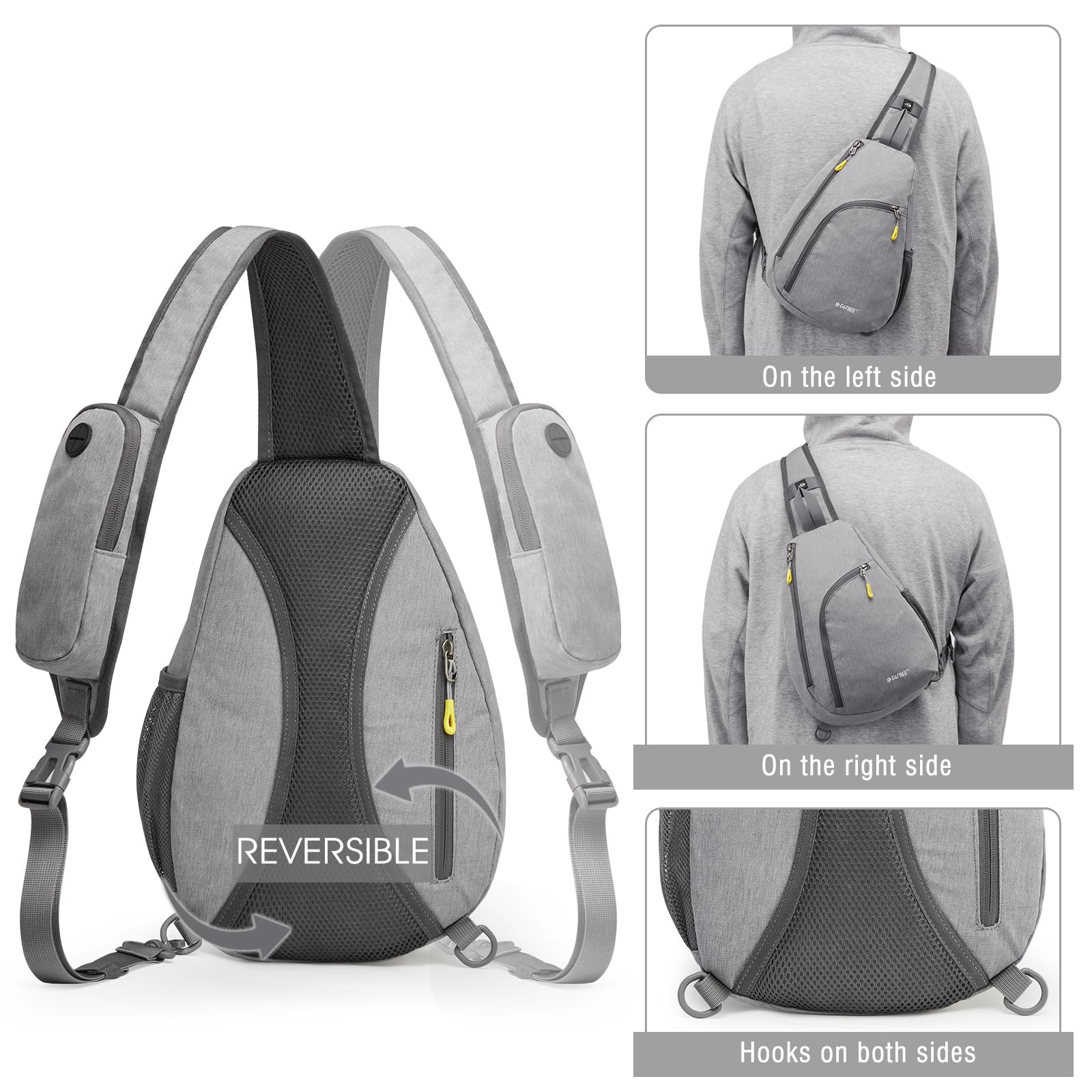 G4Free RFID Sling Bag Crossbody Backpack Casual Chest Shoulder Daypack Gym Bag for Hiking Travel 7L(Light Gray)