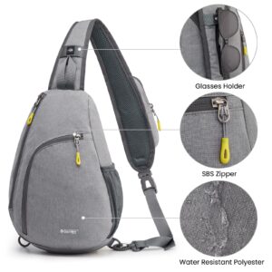 G4Free RFID Sling Bag Crossbody Backpack Casual Chest Shoulder Daypack Gym Bag for Hiking Travel 7L(Light Gray)