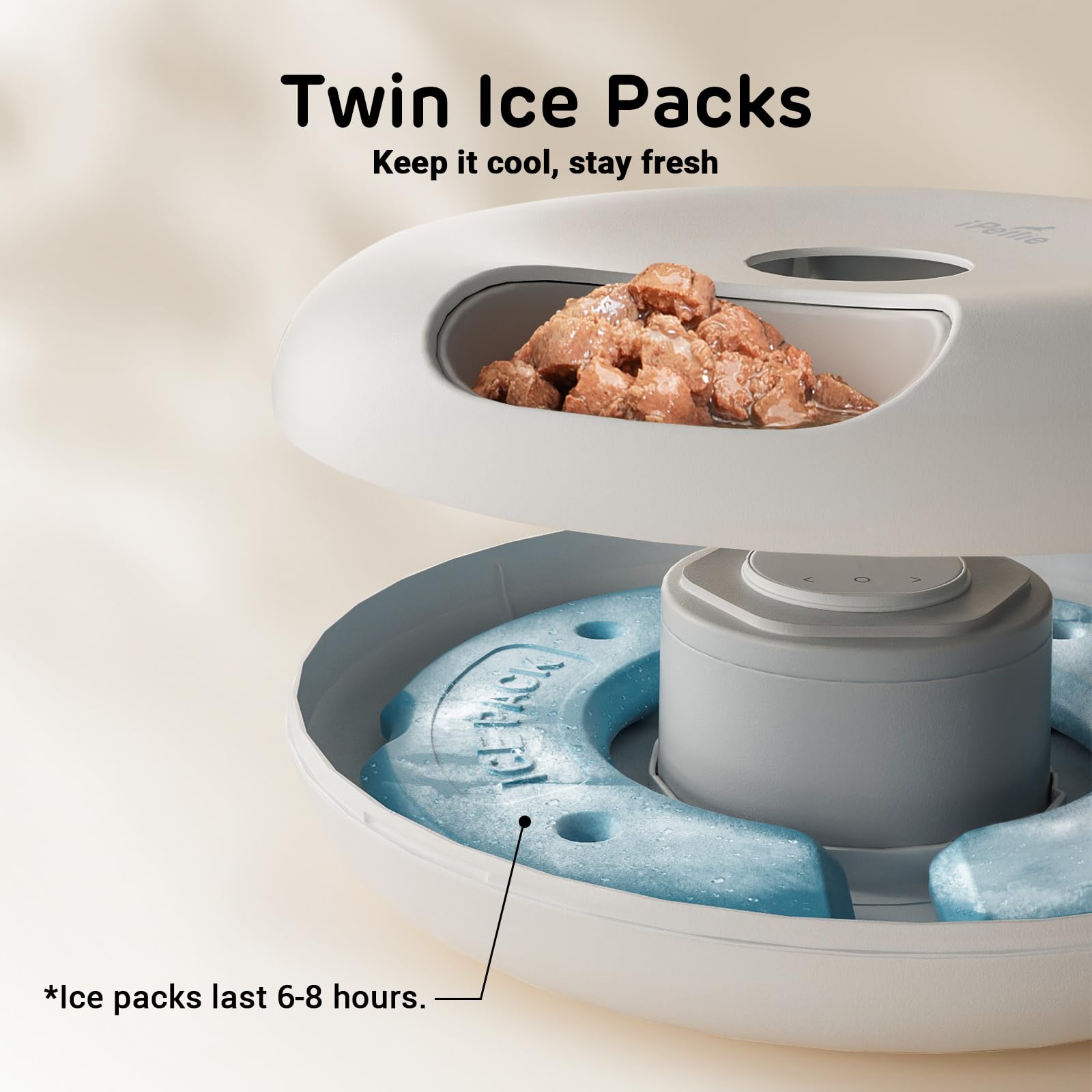 iPettie Donut Frost WiFi 6 Meal Automatic Cat Food Dispenser with App Control, Dry & Wet Food Automatic Cat Feeder, Smart Dog Feeder with Two Ice Packs, Programmable Timer, Holds 6 x ½ lb. of Food