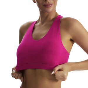 RUNNING GIRL Sports Bra for Women, Criss-Cross Back Padded Strappy Sports Bras Medium Support Yoga Bra with Removable Cups(2575_Hot pink_M)