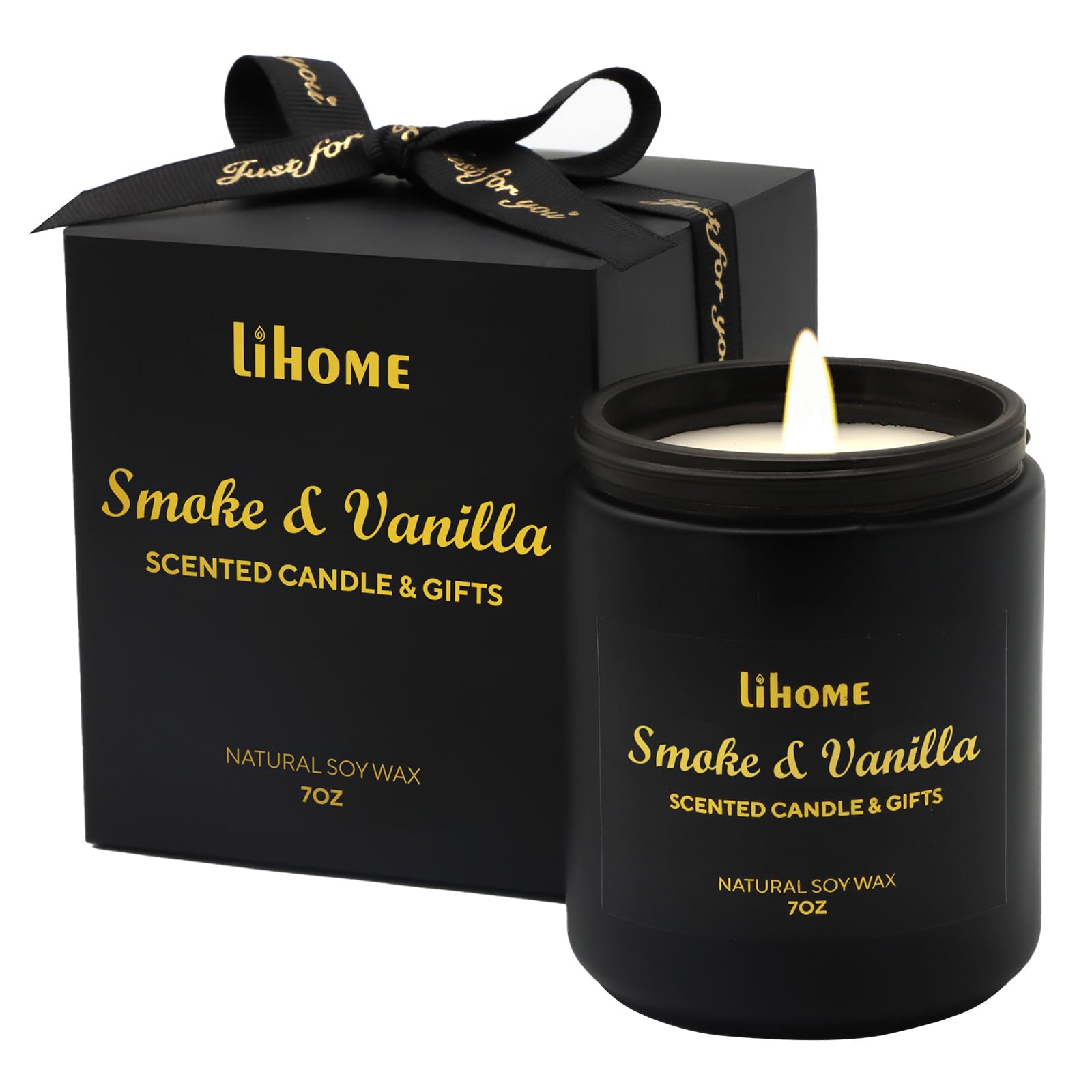 Candles for Men - Room Decor for Men, Gifts for Men, Natural Soy Wax Candles for Home Scented, Smoke Vanilla Black Candles