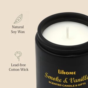 Candles for Men - Room Decor for Men, Gifts for Men, Natural Soy Wax Candles for Home Scented, Smoke Vanilla Black Candles