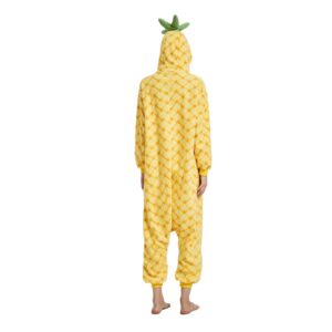 RULTA Animal Onesie for Women Men Adult Costume Cosplay One Piece Pajamas Halloween Xmas Gifts (US, Alpha, X-Large, yellow pineapple)