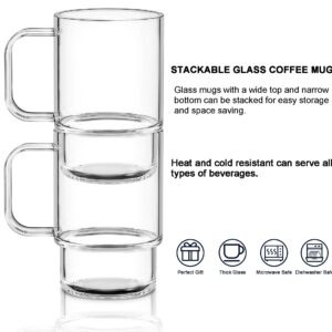 Aquach Glass Mug 22 Ounces 2pcs Stackable Clear Coffee Tea Juice Cup Drinking Glasses